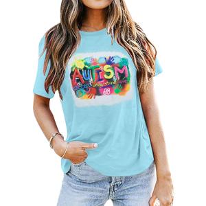 Autism Awareness Shirt Women Autism Accept Understand Love Shirts Special Education Teacher Short Sleeve Cute Tee Tops (M)