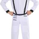 EraSpooky Astronaut Costume Men Halloween Spaceman Suit Adults Pilot (Medium, White)
