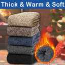 Josnown 5 Pairs Wool Socks Mens, Thick Warm Winter Thermal Cozy Boot Socks (A-black/Gray/Blue/Brown/Camel)
