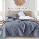 HORIMOTE HOME Quilt Set Queen Size Denim Blue, Classic Geometric Spots Stitched Pattern, Pre-Washed Microfiber Coverlet Ultra Soft Lightweight Quilted Bedspread for All Season, 3 Pieces
