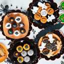 Happy Halloween Placemats Set of 4 Scalloped Pumpkin Cotton Linen Placemats 13.5 Inch Embroidery Halloween Table Mats for Trick or Treat Party Supplies Home Kitchen Dining Table Decorations