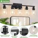 Indoi 5-Light Bathroom Light Fixtures, Matte Black Modern Vanity Lights with Clear Glass Shades, Bathroom Vanity Light for Mirror Living Room Cabinet Bedroom Porch