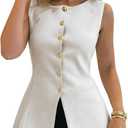 Womens Sweater Vest Button Down Sleeveless Cardigan Sweater 2025 Summer Trendy Casual Knit Tops (White, S)