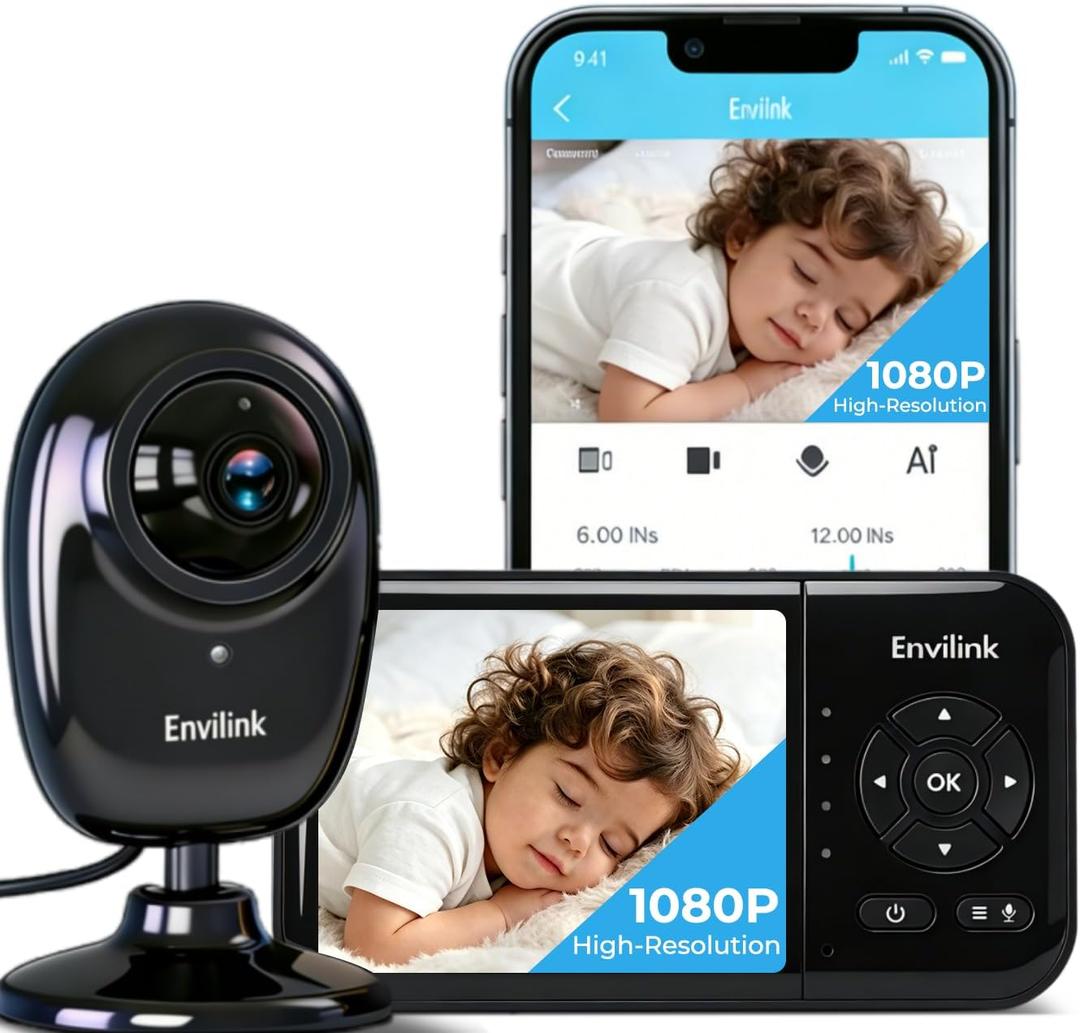 1080P High Definition Baby Monitor, Baby Monitor with Camera and Audio, Long Lasting Battery Monitor wtih Night Vision, 2-Way Talk, VOX, 5 Lullabies, 1200ft Long Range for Indoor Home Use
