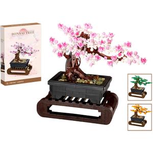 Cherry Blossom Tree Building Sets,Le-go Bonsai Tree Sets for Adults,3 in 1 Botanical Collection DIY Plant,Gift for Home Decor and Office Art