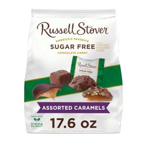 Russell Stover Sugar-Free Assorted Chocolate Caramels, 1.1 Pound (Pack of 1), Best By: 05/01/25