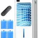 AIRTHRYL Portable Air Conditioners, Evaporative Air Cooler, Quiet Operation, 1-12H Timer for Auto Shut-off, 5 Modes & 3 Speeds, 2 Gallon Water Tank, Oscillating Windowless Air Conditioner, White