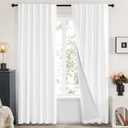 Deconovo Total Blackout Curtains 2 Panels W52 x L84 100% Blackout, Thermal Insulated, Back Tab, Machine-Washable Drapes, White