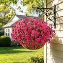 Artificial Flowers for Outdoors Fake Plants Outside Decoration, 20 Bundles Fuchsia Silk Petunia with Eucalyptus UV Resistant Realistic Faux Flowers for Outdoor Planters Garden Balcony Yard Porch Patio