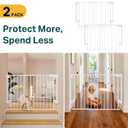 Cumbor 2 Pack 29.2-43" No Bottom Bar Baby Gate for Stairs, 2-in-1 Auto Close Dog Gate Indoor, Hardware Mounted Pet Gate for Doorways with Large Walk Thru Door, Child-Proof Safety Gate for Kids (White)