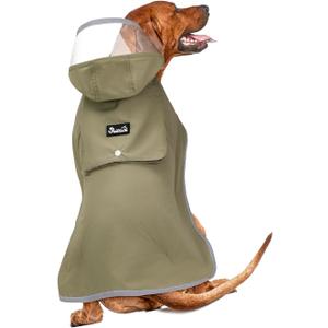 Lukovee Dog Raincoat - Lightweight Hooded Dog Rain Coat for Large Medium Small Dogs, Adjustable Poncho Jacket with Reflective Stripes (Gr, X-Large)