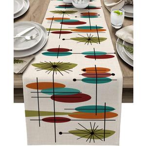 Table Runners 36 inches, Retro Modern Mid Century Wedding/Coffee Table Runner, Farmhouse Style Table Linen Cloth for Dinning Holiday Party Indoor Outdoor Decor, Heat-Resistant, Abstract Lines