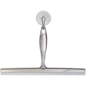 iDesign Zia Metal and Plastic Bathroom Squeegee for Shower, Glass Doors, Floors, Mirrors, with Suction Hook Holder , 12 Inches, Clear and Stainless Steel