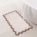 Folkulture Bathroom Rugs (20 x 32) | 100% Cotton Scalloped Beige Bath Rugs/Abosrbent Bath Mats for Bathroom, Washroom|Quick Drying, Machine Washable, Non Slip Bathroom-Mat for New Home Essentials