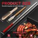 9 PCS 23.6" Flat Stainless Steel Skewers, Metal Barbecue Skewers with Wooden Handles and Silicone Brush, Reusable Long Shish Kabob Skewers for Grilling for Koobideh Persian Picanha Brazilian