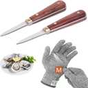Oyster Shucking Knife,Oyster Knife,SPEENSUN Full Tang Not Easy to Break And Bend,More Secure with Oyster Shucking Glove ( 2Knife And 1Glove M )