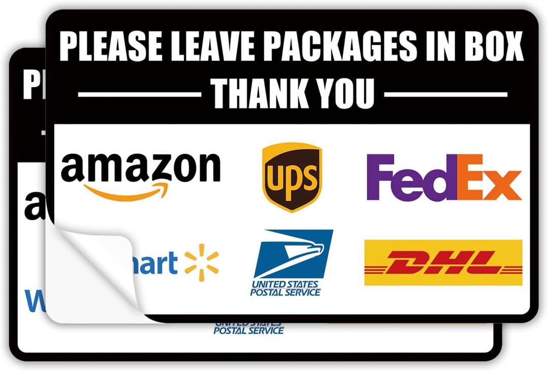 2 Pack Delivery Signs for Packages - 11 x 7 Inches Vinyl Self-adhesive Stickers for Outdoor Package Delivery Boxes
