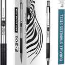 Zebra F-301 Ballpoint Stainless Steel Retractable Pen, Fine Point, 0.7mm, Black Ink, 12-Count