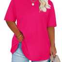 TIYOMI Women Plus Size Tops Basic Summer Shirts Short Sleeve Crewneck Tunics Casual T-Shirt Loose Fits XL-5XL (XXL)