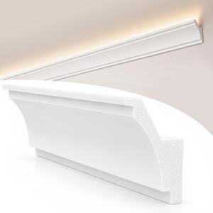 moonoom 10 Pack 39 Ft Ceiling Crown Molding Trim, High Impact Ceiling Decorative Moulding, Room Top Light Strip Crown Molding for Ambient Home Bedroom Living Room Lighting (Style A)