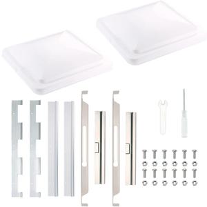 Expert RV Vent Lid Replacements (2-Pack) - Universal Fit for Trailers, Campers & Motorhomes, White Covers with Durable Metal Hinges, Compatible with Jensen, Ventline & Elixir Vents, 14" x 14"