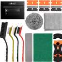 Heavy Duty Oven Cleaner Brush Kits, 12 Pcs Oven Cleaning Tools Accessories, Include Razor Blade Scraper, Crevice Cleaning Brush, Steel Wool Scrubber, Scrub Sponges,Cleaning Rags