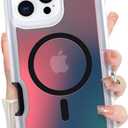 Bonoma for iPhone 16 Pro Max Case, Iridescent Back, Magnetic Support for MagSafe Shockproof Cover, Crystal and Corner High-Duty Protection for Girls Women -Black