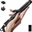 Mini Travel Curling Iron for Short Hair, 1 Inch Small Curling Iron with Dual Voltage, 5 Heat Settings, Temp Memory & Lock, Auto-Off, Ceramic Travel Curling Wand Infused Argan Oil (Rose Gold)