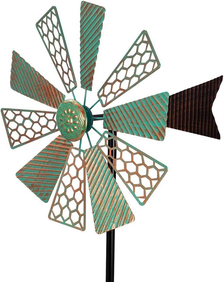 Viveta Wind Spinners Outdoor,13Kinetic Wind Spinner Metal Vintage Windmill for Outdoor Garden Patio Yard Decor,Green