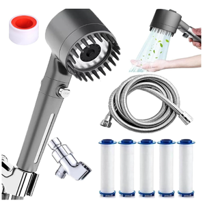 Ion Drops Shower Head, Filtered Shower Head with Massage Silicone Head, 3 Modes High Pressure, with 59” Hose, Bracket and 5 Filters, 1 PTFE Tape