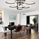 Modern LED Ceiling Light 7 Rings Dimmable Fixtures with Remote Black Close to Ceiling Light 31.8" 130W 3000K-6500K Flush Mount Ceiling Lamp for Living Room,Bedroom,Kitchen