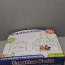 Tiny Land Fort Building Kit Creative Fort Indoor Outdoor for 5-12 Years Old Boys and Girls STEM Building Toys with Storage Bag DIY Castles Tunnels with 86 Rods and 44 Balls (130PCS, Orange-green)