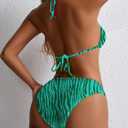 TASHEHE Women's Colorful String Bikini Set Sexy Triangle Two Piece Swimsuit Halter Bathing Suit (S)