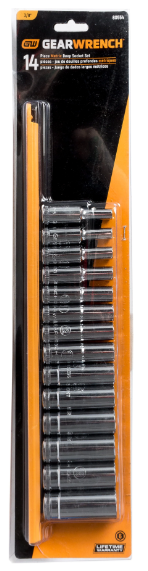 GearWrench 14 Piece 3/8 Inch Drive 6 Pt Metric Deep Socket Set Model 80554 