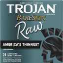 TROJAN BareSkin Raw Ultra Thin Condoms, Lubricated Thin Condoms for Men, America's #1 Condom Brand, 24 Count Pack