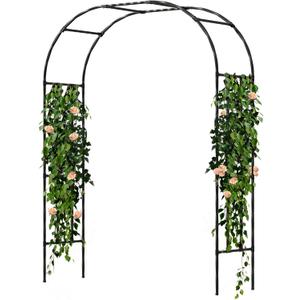 Garden Arch Trellis, Trellis Arch for Climbing Plants Outdoor, 5FT x 7.9FT Metal Full Garden Arbor, Trellises for Patio Lawn Backyard, Large Garden Archway Decoration Black 59.1" x 94.5in