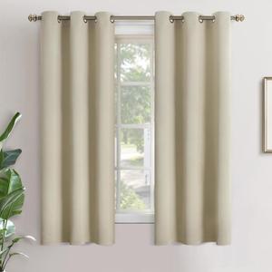 YoungsTex Beige Room Darkening Curtains 63 Inches Length for Bedroom - Thermal Insulated with Grommet Blackout Window Drapes Privacy for Bathroom Living Room, 2 Panels, 34 x 63 Inch