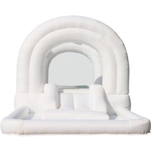 Bounceland Daydreamer Cloud Bounce House w/Ball Pit, Neutral Bouncer with Slide, 11.8 ft L x 6.9 ft W x 5.9 ft H, UL Blower Included, Basketball Hoop, 30 Pastel Plastic Balls, Trendy Bouncer for Kids