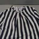 SOFIA'S CHOICE Women's Striped Long Sleeve Blouse Shirts Pleated Mock Neck Ruffle Top Black White Small