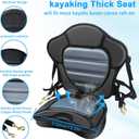 Kayak Seat Deluxe Padded Fishing Boat Seat Deluxe Sit-On-Top Canoe Seat Cushioned - Comfortable Backrest Support Universal Sit with Adjustable Back Strap Detachable Storage Bag