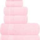 Elvana Home Ultra Soft 6 Pack Cotton Towel Set, Contains 2 Bath Towels 28x55 inch, 2 Hand Towels 16x24 inch & 2 Wash Coths 12x12 inch, Ideal Everyday use, Compact & Lightweight - Pink