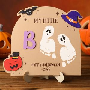 Yousoontic First Halloween Footprint Sign Craft, Welcome Announcement Sign, Halloween Crafts, Shower Keepsake Gift, Trick or Treat Smell My Feet