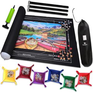 Black 2000 Pieces Jigsaw Puzzle Mat Roll Up | Unique Design, Portable Puzzle Board for Adults & Kids, Stow and Go Puzzle Saver | Puzzle Keeper Storage Saver 2000 1500 1000 500 Piece Puzzles
