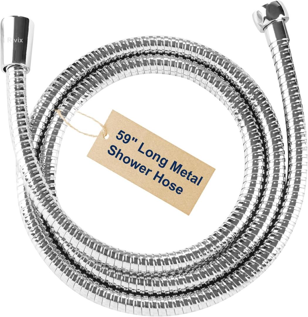 59" Shower Hose Replacement Handheld Kink Free Stainless Steel Shower Head Wand Hose Extension Extra Long with Brass Insert and Nut, Durable & Flexible for Pet Bathing Cleaning
