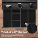 Perfume Organizer for Men, 3 Tier Wood Perfume Display Stand with Velvet Lining Drawer and Hidden Compartment for Watch,Jewelry,Perfume Display Risers,A Gift for Men (Black)
