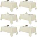 Fitable Ivory Tablecloths for 6-8 Foot Tables, 6 Pack - 70 x 120 Inches - Reusable and Washable Table Clothes, Polyester Fabric Table Covers for Wedding, Party, Banquet (70x120 In, 6 Pack)
