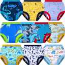 BIG ELEPHANT Toddler Training Pants, Soft Cotton Absorbent Training Underwear for Baby Boys & Girls (4T, Blue Dinosaur 10 Pack)