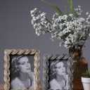 HAUCOZE Picture Frame Photo Frame Home Sculpture Table Centerpiece Polyresin Silver 5x7 inch