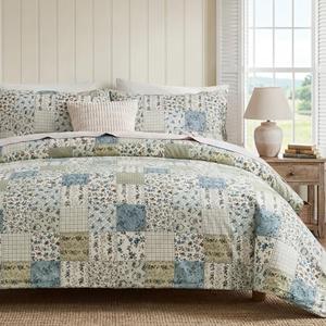 Cozaline Blue Floral Duvet Cover Set Full Size 100% Cotton Botanical Patchwork Vintage Bedding Quilt Cover All Season 3 Pieces Soft Lightweight Comforter Cover