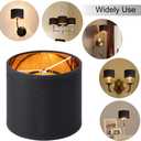 Wellmet Lamp Shades,Small Chandelier Shades ONLY for Candle Bulbs,Clip-on Drum Lampshades,Set of 6, 5.5"x 5.5"x5",Black Gold